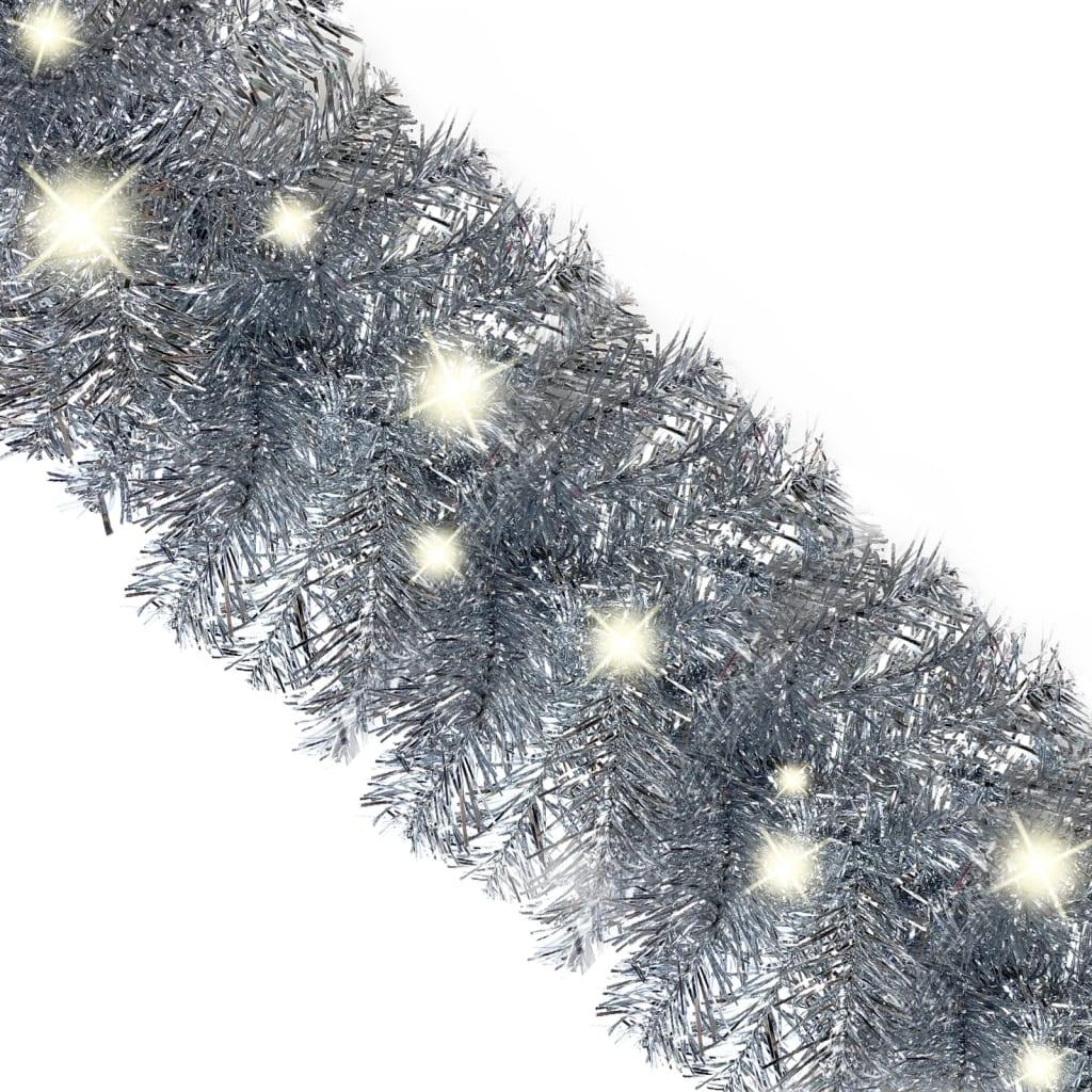 Christmas Garland with LED Lights 66 ft Silver at Set Shop and Smile