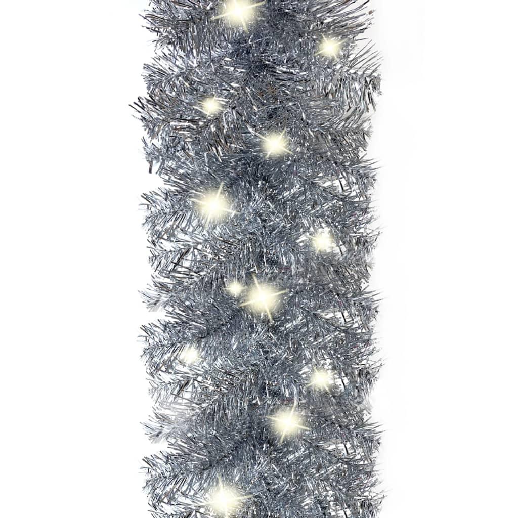 Christmas Garland with LED Lights 66 ft Silver at Set Shop and Smile