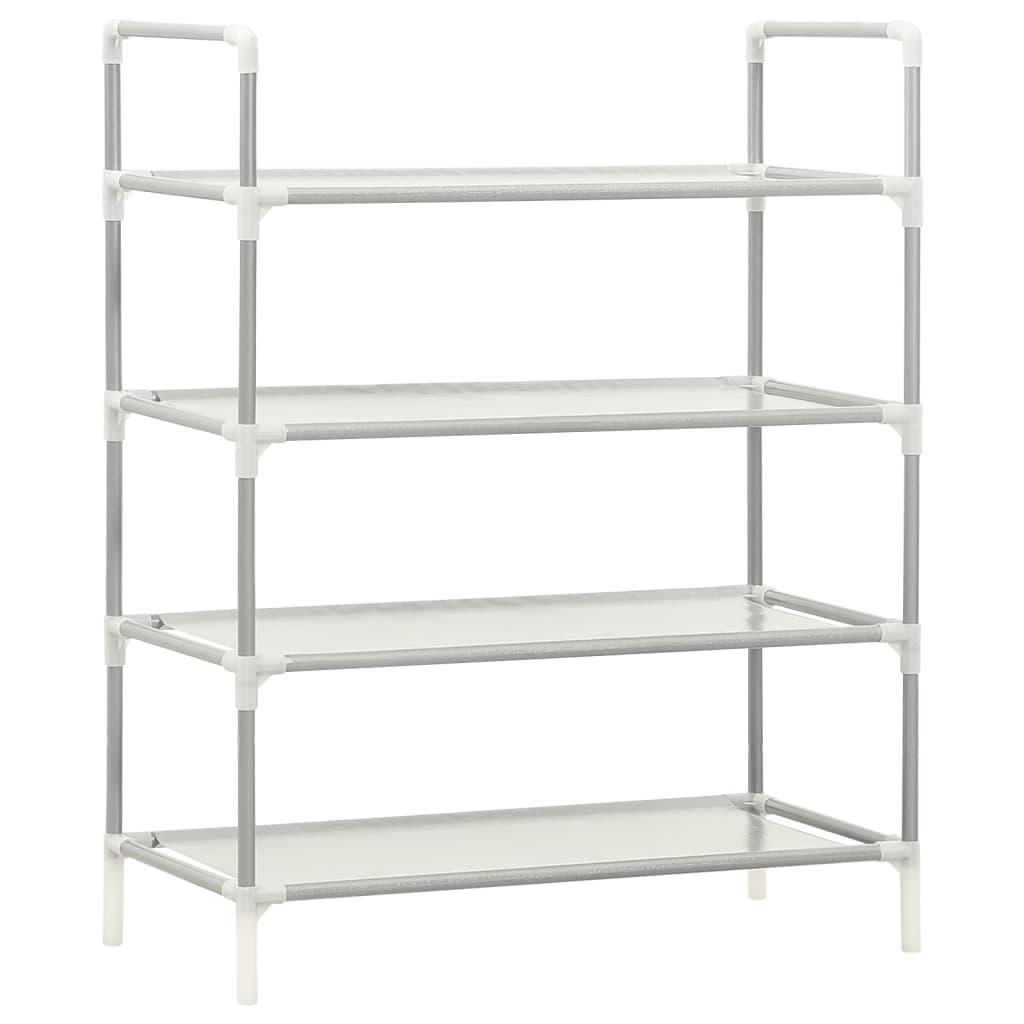 Shoe Rack with 4 Shelves Metal and Non-woven Fabric Silver at Set Shop and Smile