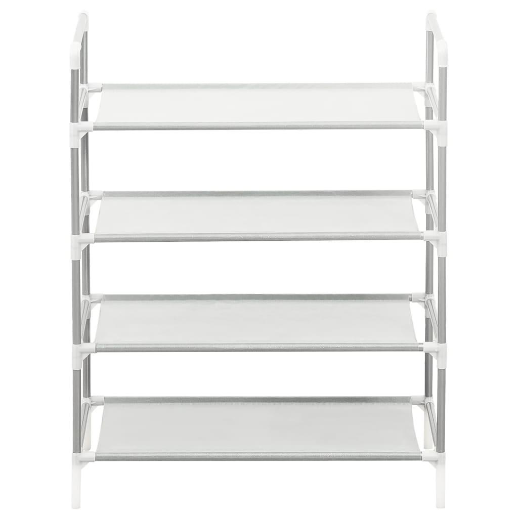 Shoe Rack with 4 Shelves Metal and Non-woven Fabric Silver at Set Shop and Smile