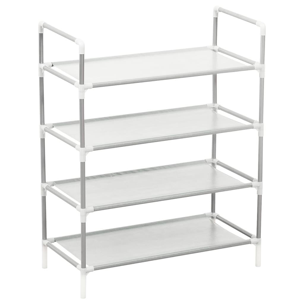 Shoe Rack with 4 Shelves Metal and Non-woven Fabric Silver at Set Shop and Smile