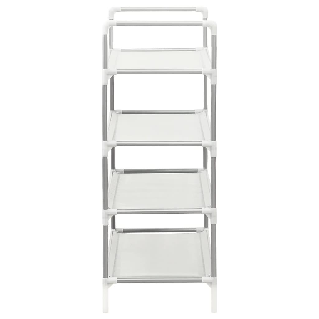 Shoe Rack with 4 Shelves Metal and Non-woven Fabric Silver at Set Shop and Smile