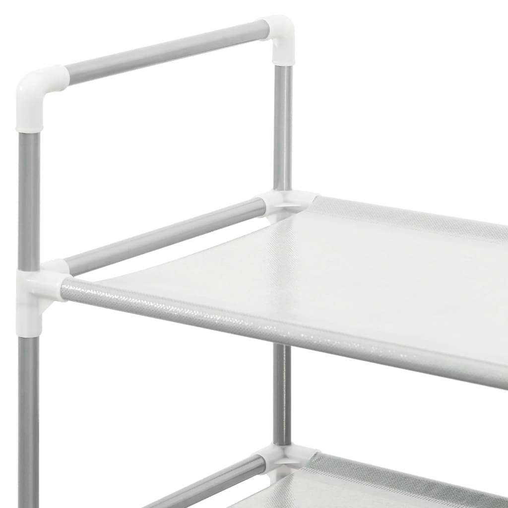 Shoe Rack with 4 Shelves Metal and Non-woven Fabric Silver at Set Shop and Smile