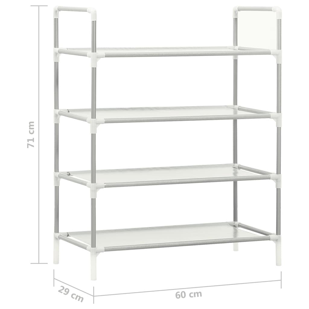 Shoe Rack with 4 Shelves Metal and Non-woven Fabric Silver at Set Shop and Smile