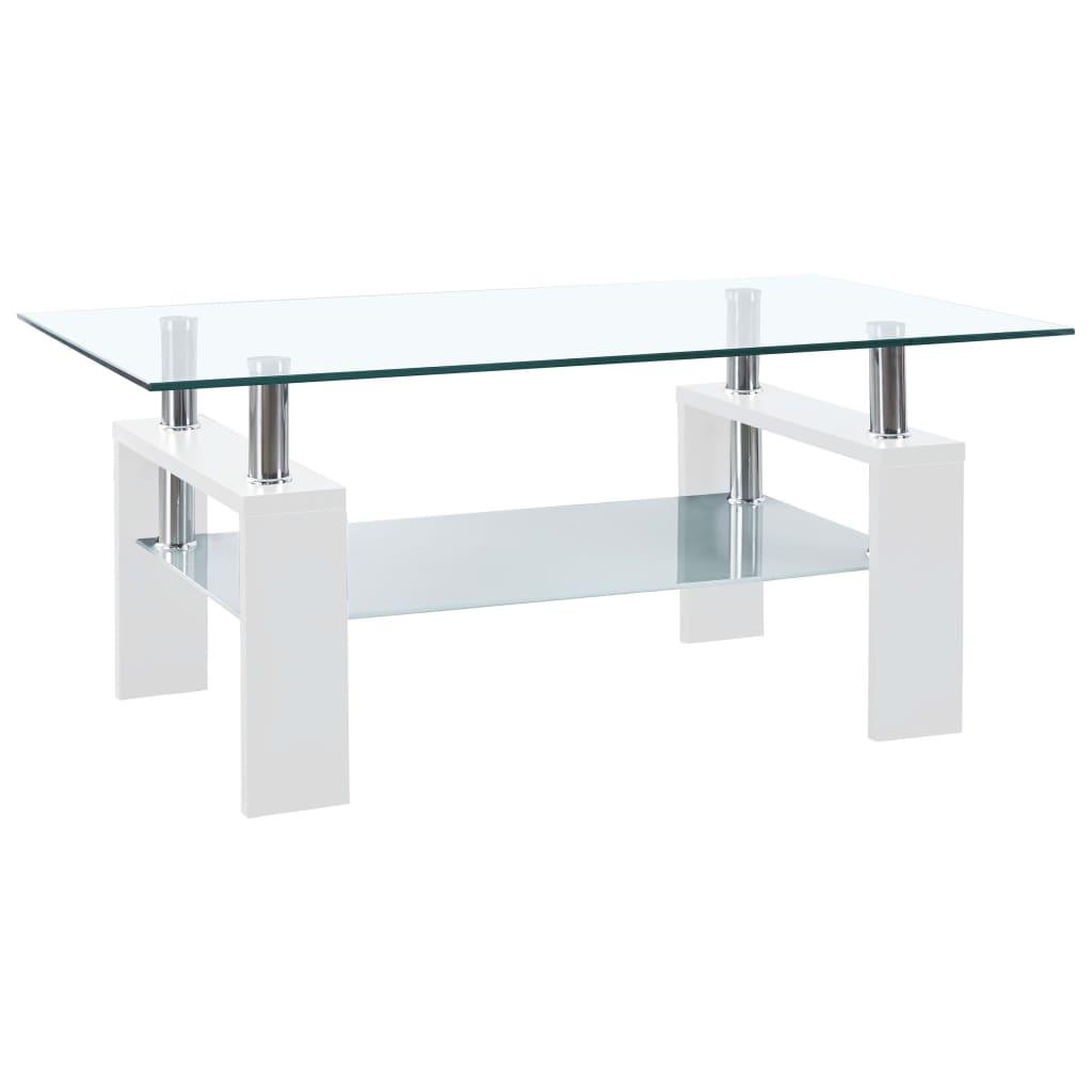 Coffee Table White and Transparent 37.4"x21.7"x15.7" Tempered Glass at Set Shop and Smile