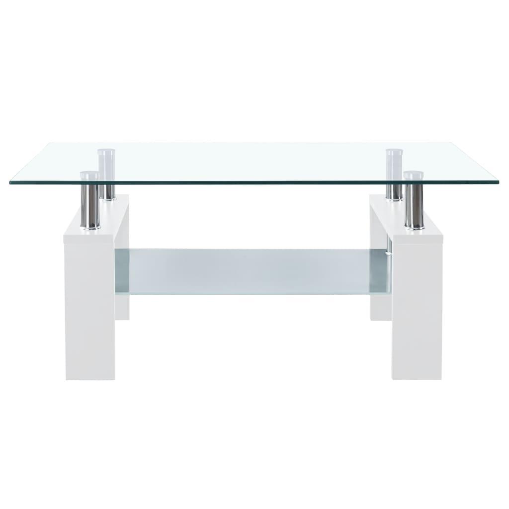 Coffee Table White and Transparent 37.4"x21.7"x15.7" Tempered Glass at Set Shop and Smile