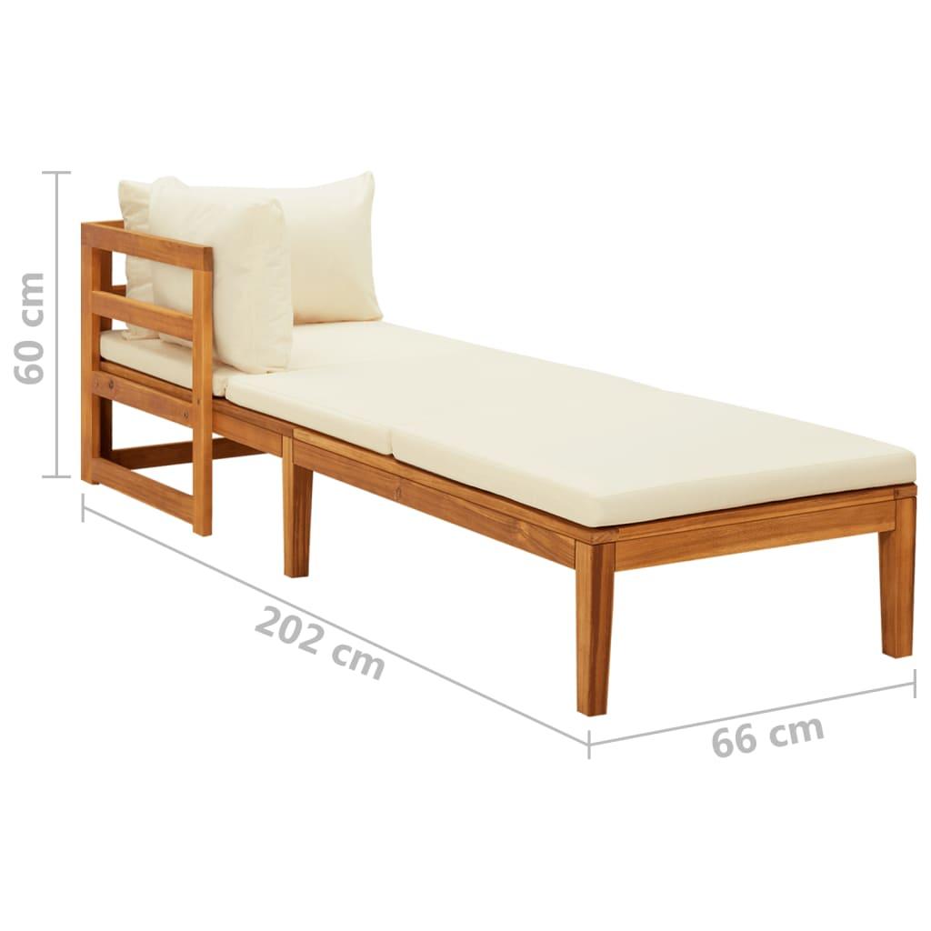 Sun Lounger with 1 Armrest Cream White Solid Acacia Wood at Set Shop and Smile