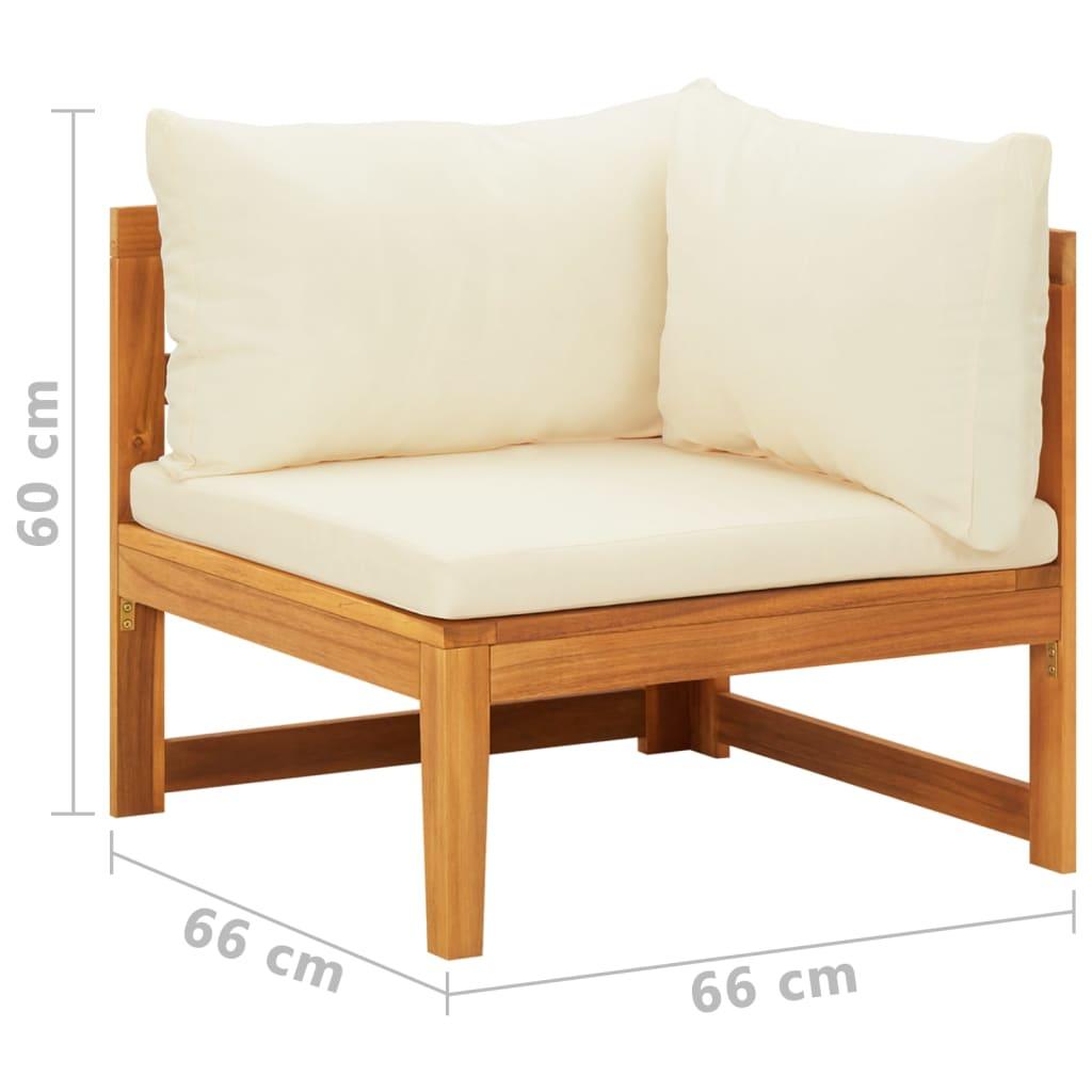 2 Piece Patio Lounge Set with Cream White Cushions Acacia Wood at Set Shop and Smile