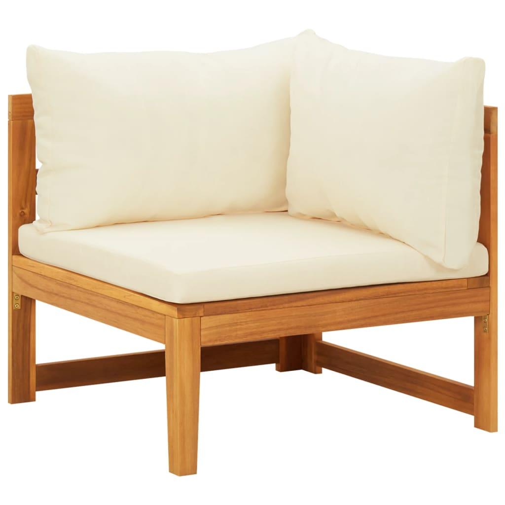 2 Piece Patio Lounge Set with Cream White Cushions Acacia Wood at Set Shop and Smile