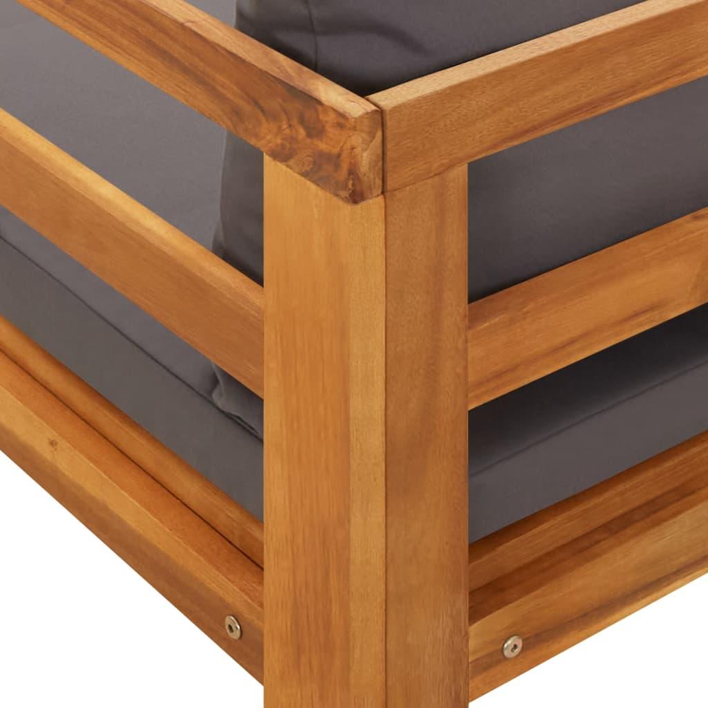 Sun Lounger with Dark Gray Cushions Solid Acacia Wood at Set Shop and Smile