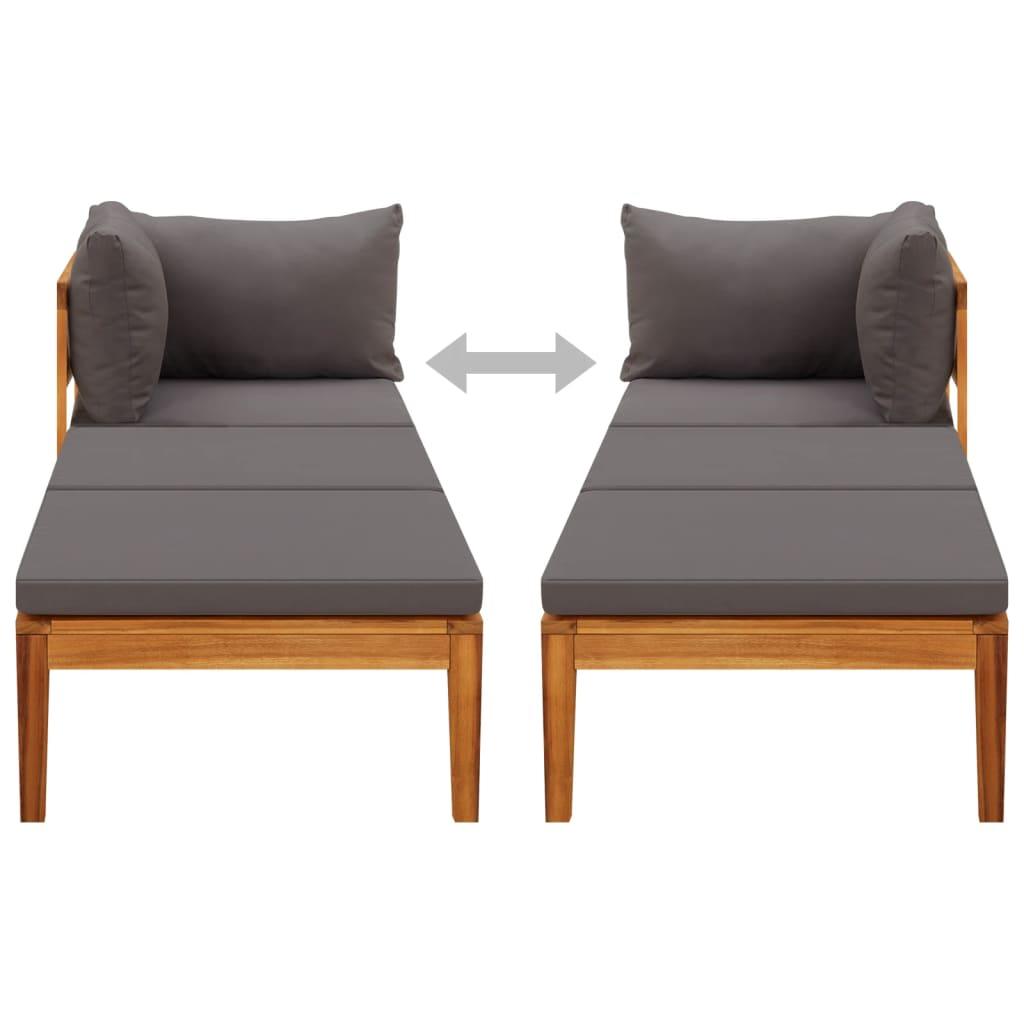 Sun Lounger with 1 Armrest Dark Gray Solid Acacia Wood at Set Shop and Smile