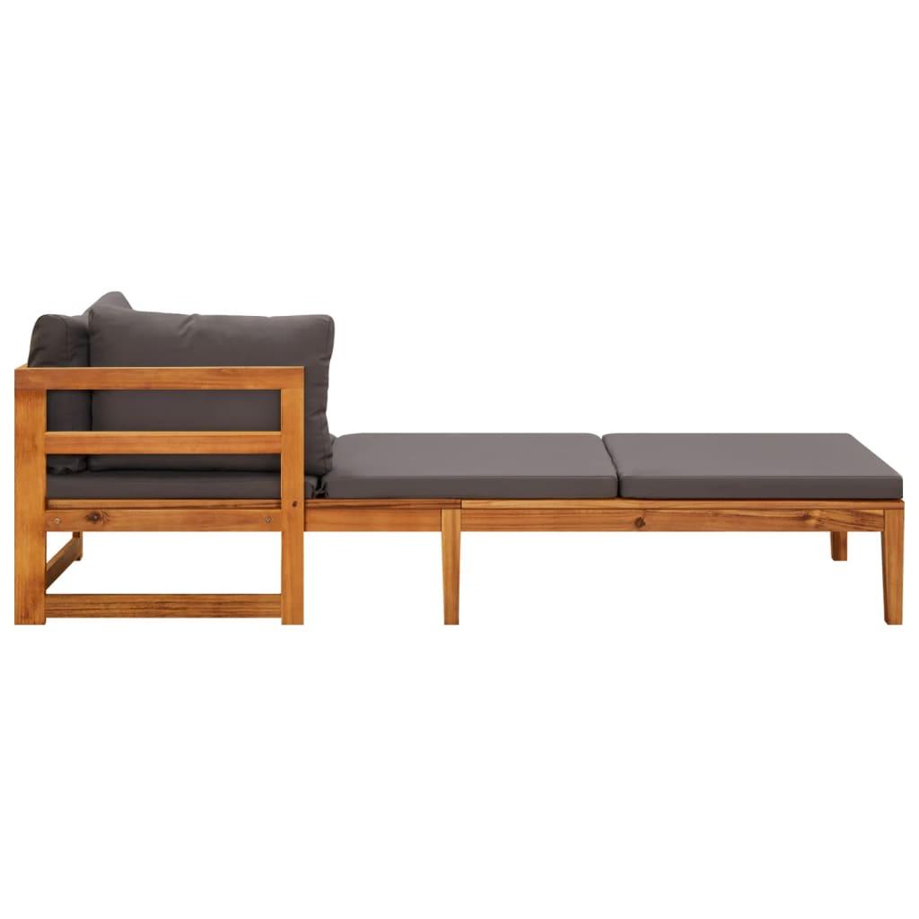 Sun Lounger with 1 Armrest Dark Gray Solid Acacia Wood at Set Shop and Smile