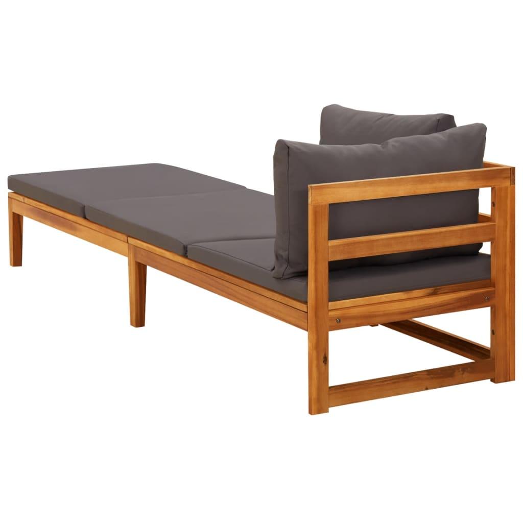 Sun Lounger with 1 Armrest Dark Gray Solid Acacia Wood at Set Shop and Smile