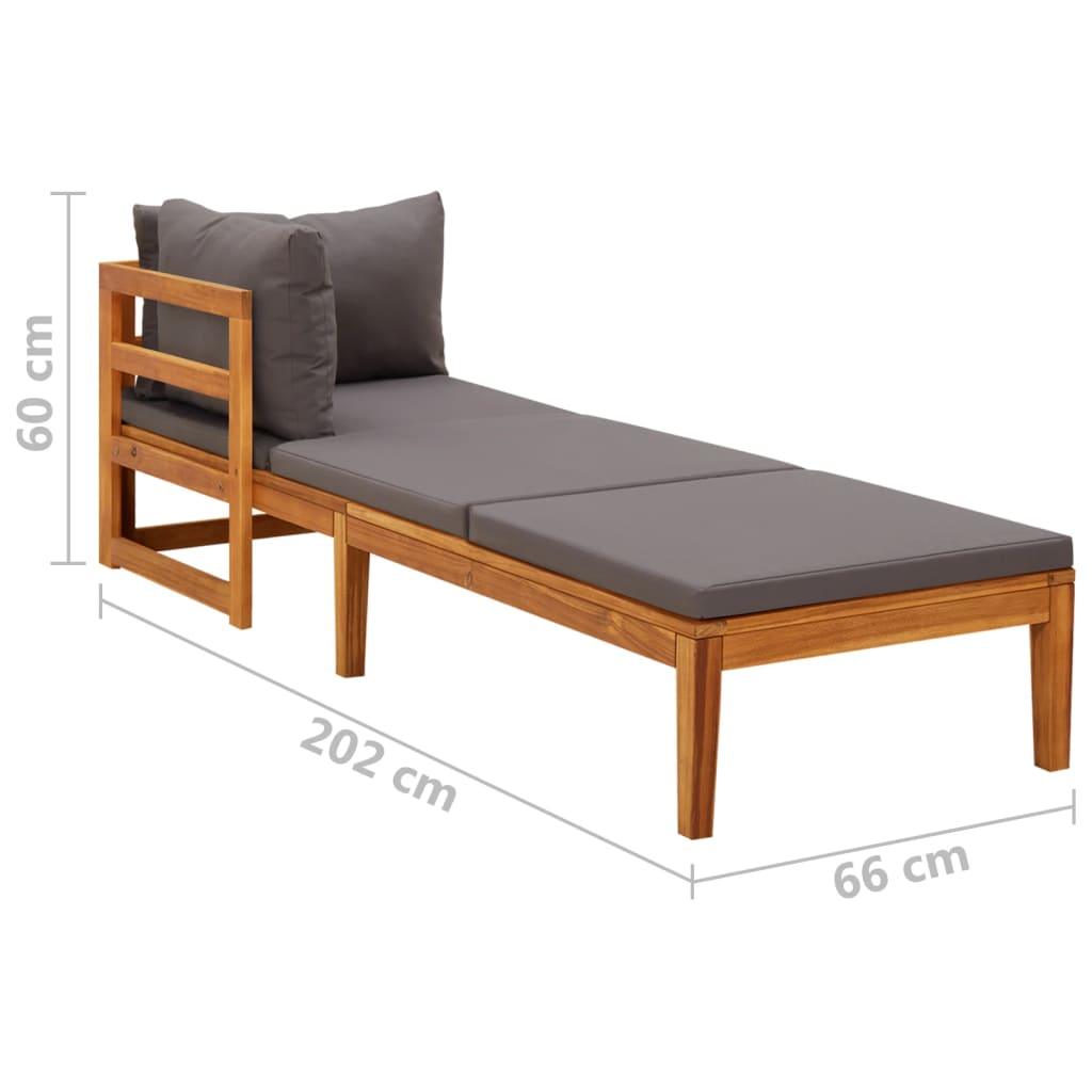 Sun Lounger with 1 Armrest Dark Gray Solid Acacia Wood at Set Shop and Smile