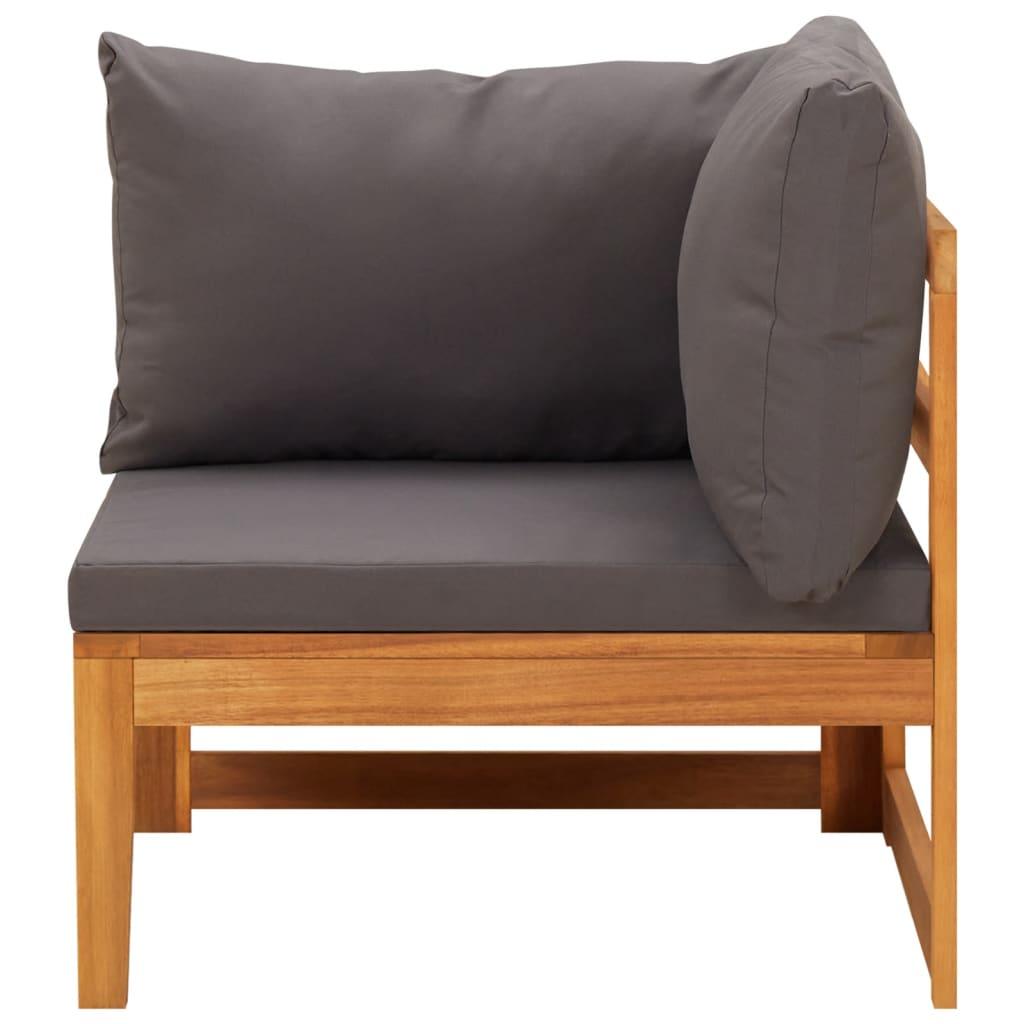 Corner Sofa with Dark Gray Cushions Solid Acacia Wood at Set Shop and Smile