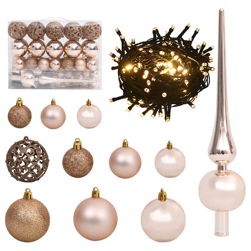 61 Piece Christmas Ball Set with Peak and 150 LEDs Rose Gold at Set Shop and Smile