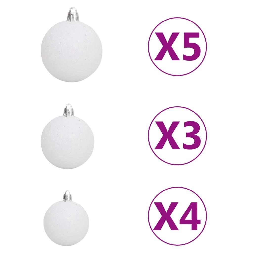 61 Piece Christmas Ball Set with Peak and 150 LEDs White&Gey at Set Shop and Smile