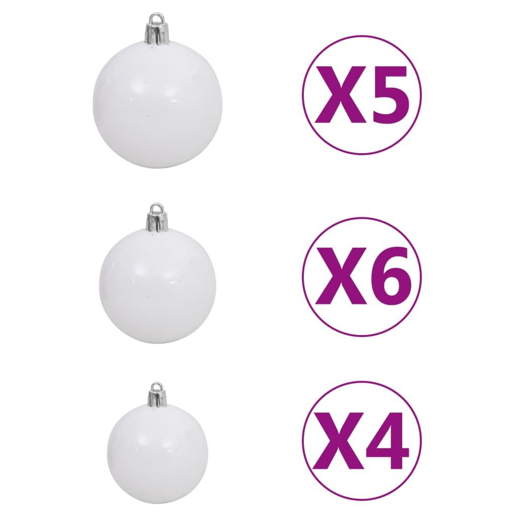 61 Piece Christmas Ball Set with Peak and 150 LEDs White&Gey at Set Shop and Smile