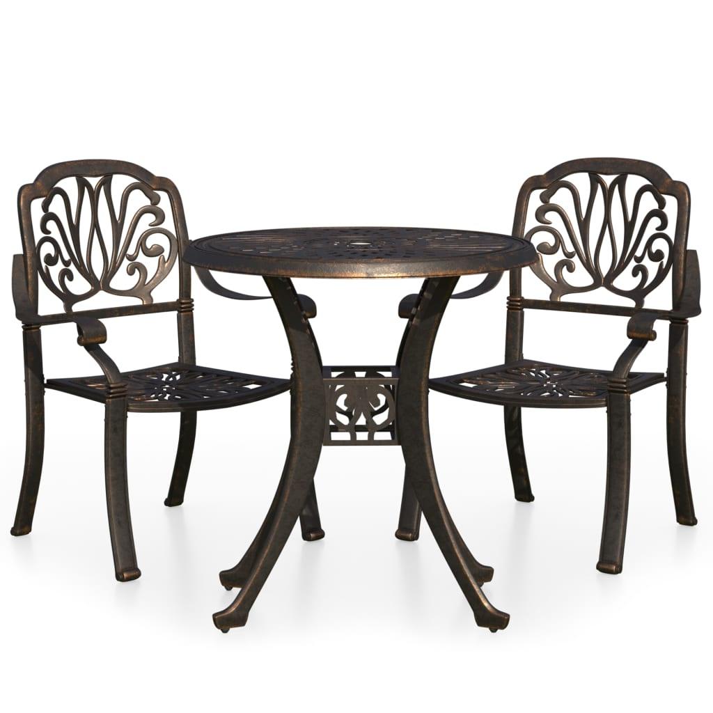 3 Piece Bistro Set Cast Aluminum Bronze at Set Shop and Smile