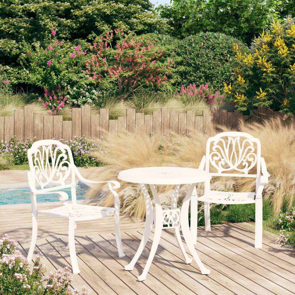 3 Piece Bistro Set Cast Aluminum White at Set Shop and Smile