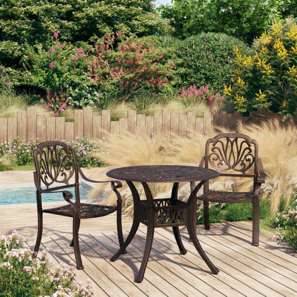 3 Piece Bistro Set Cast Aluminum Bronze at Set Shop and Smile