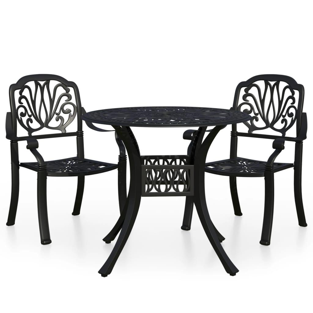 3 Piece Bistro Set Cast Aluminum Black at Set Shop and Smile