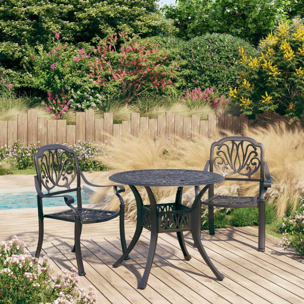 3 Piece Bistro Set Cast Aluminum Black at Set Shop and Smile