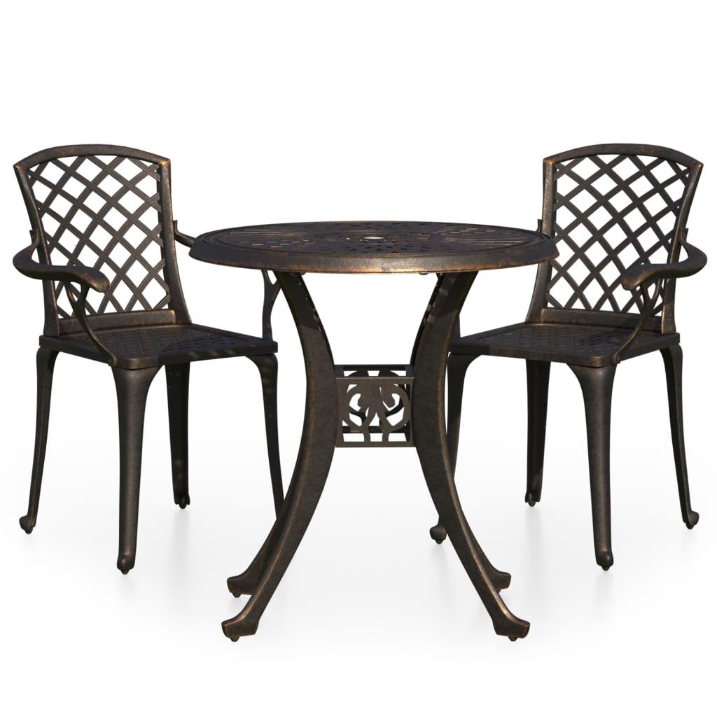 3 Piece Bistro Set Cast Aluminum Bronze at Set Shop and Smile