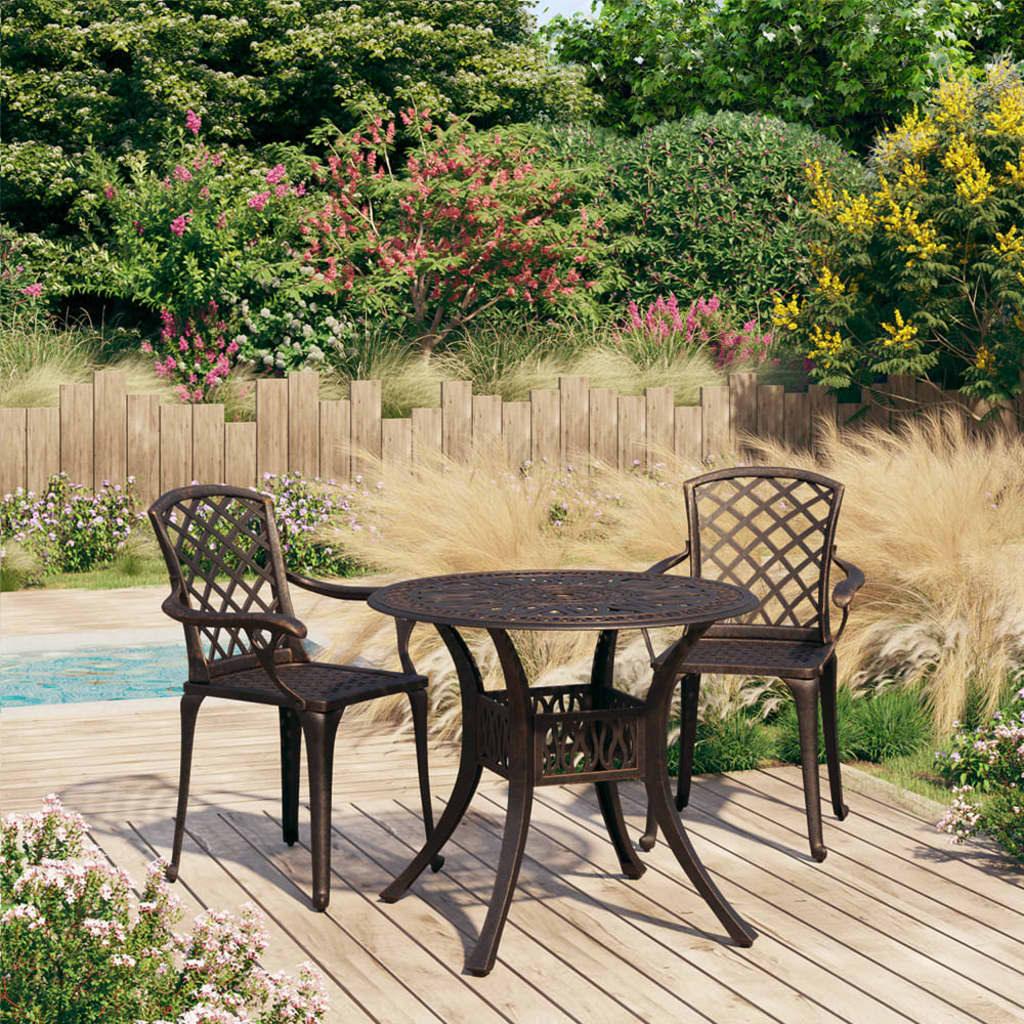3 Piece Bistro Set Cast Aluminum Bronze at Set Shop and Smile