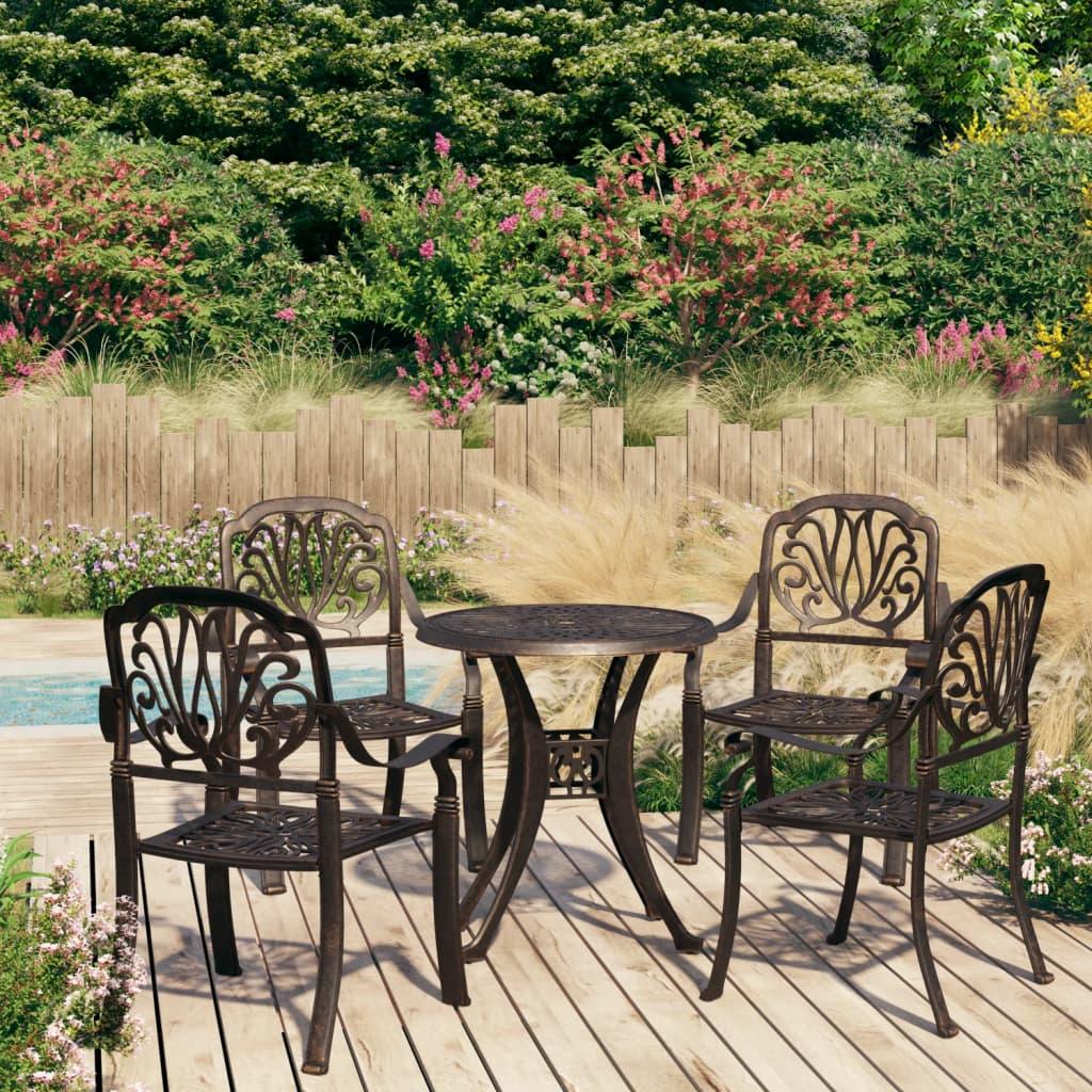 5 Piece Bistro Set Cast Aluminum Bronze at Set Shop and Smile