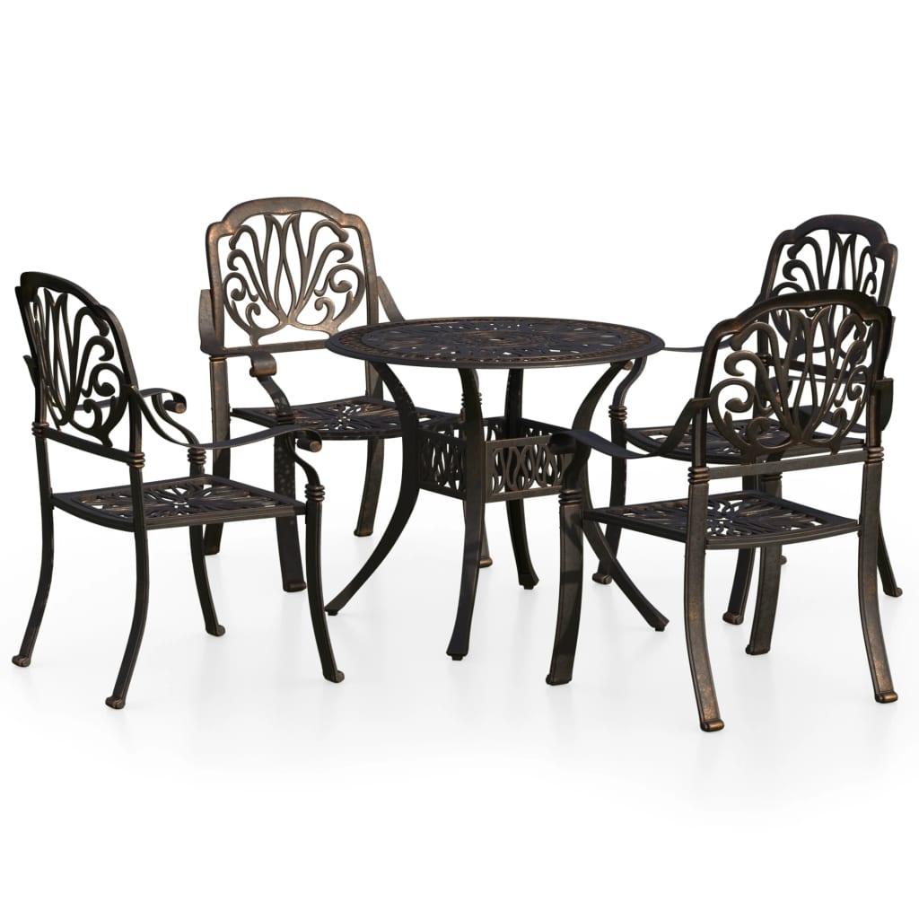 5 Piece Bistro Set Cast Aluminum Bronze at Set Shop and Smile
