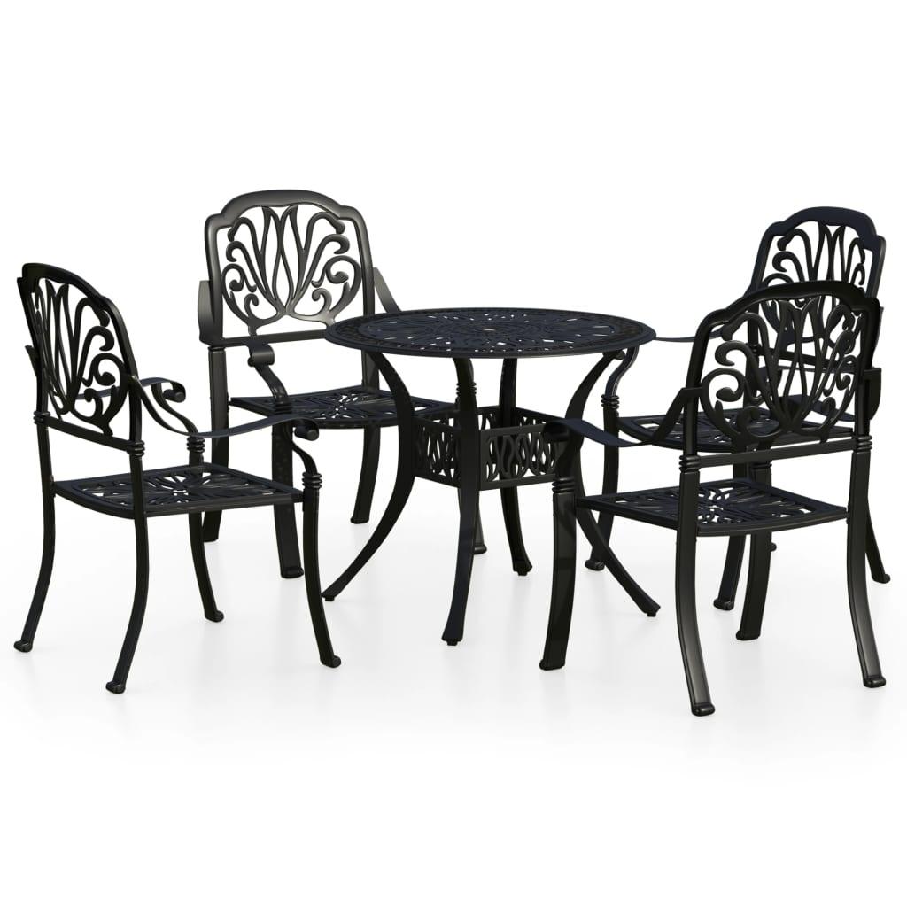5 Piece Bistro Set Cast Aluminum Black at Set Shop and Smile