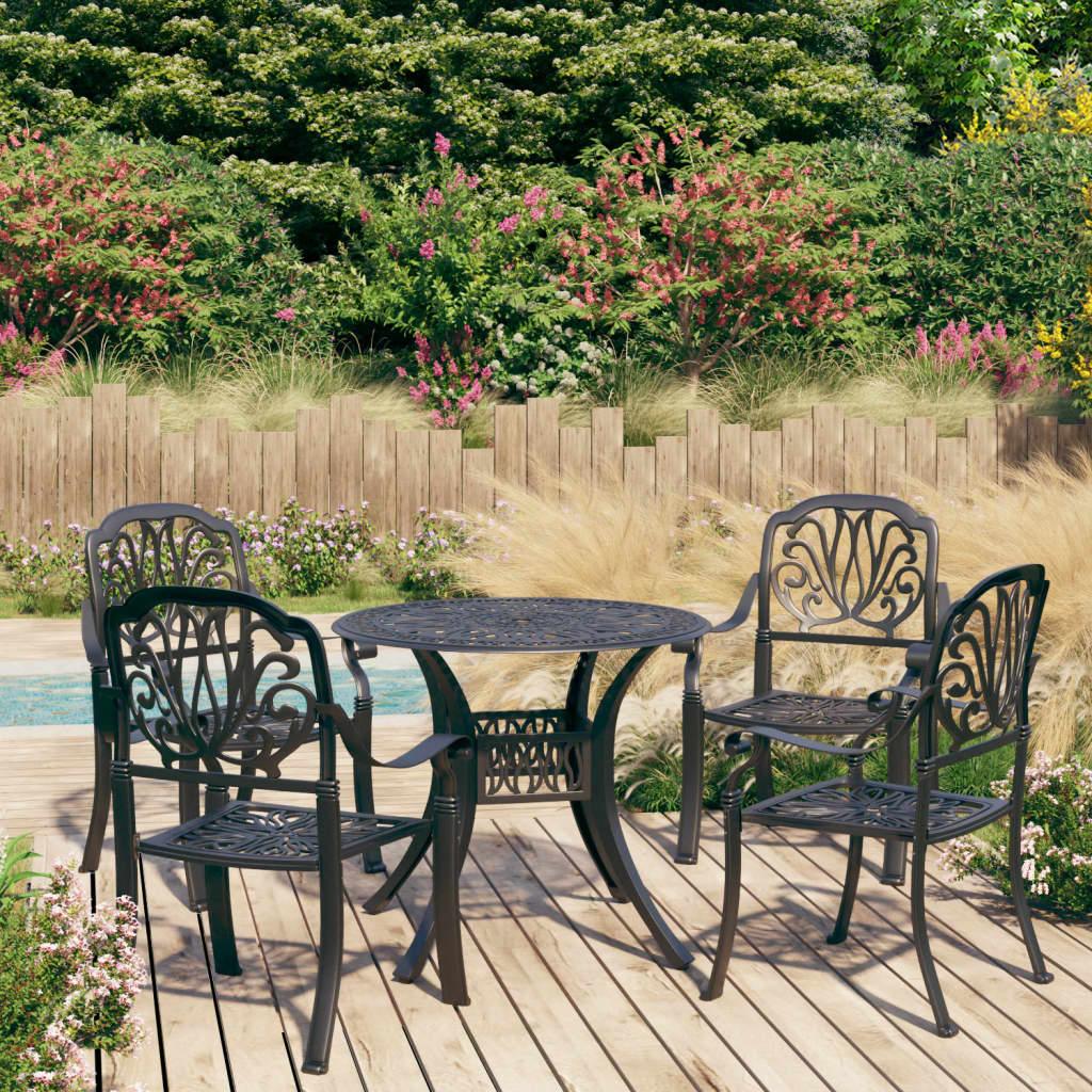 5 Piece Bistro Set Cast Aluminum Black at Set Shop and Smile