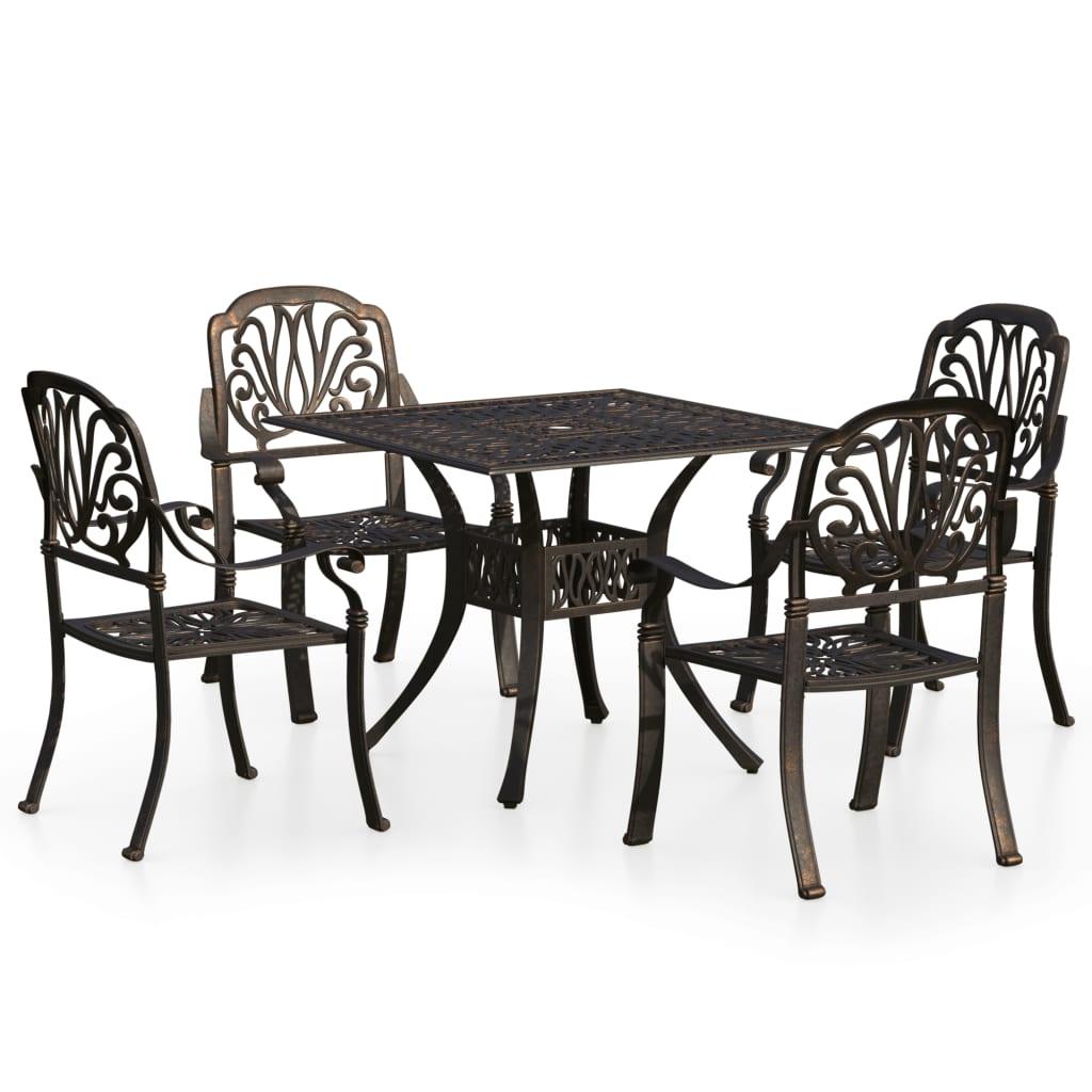 5 Piece Bistro Set Cast Aluminum Bronze at Set Shop and Smile