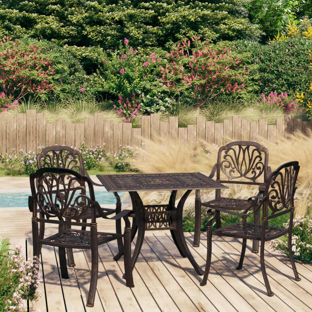 5 Piece Bistro Set Cast Aluminum Bronze at Set Shop and Smile