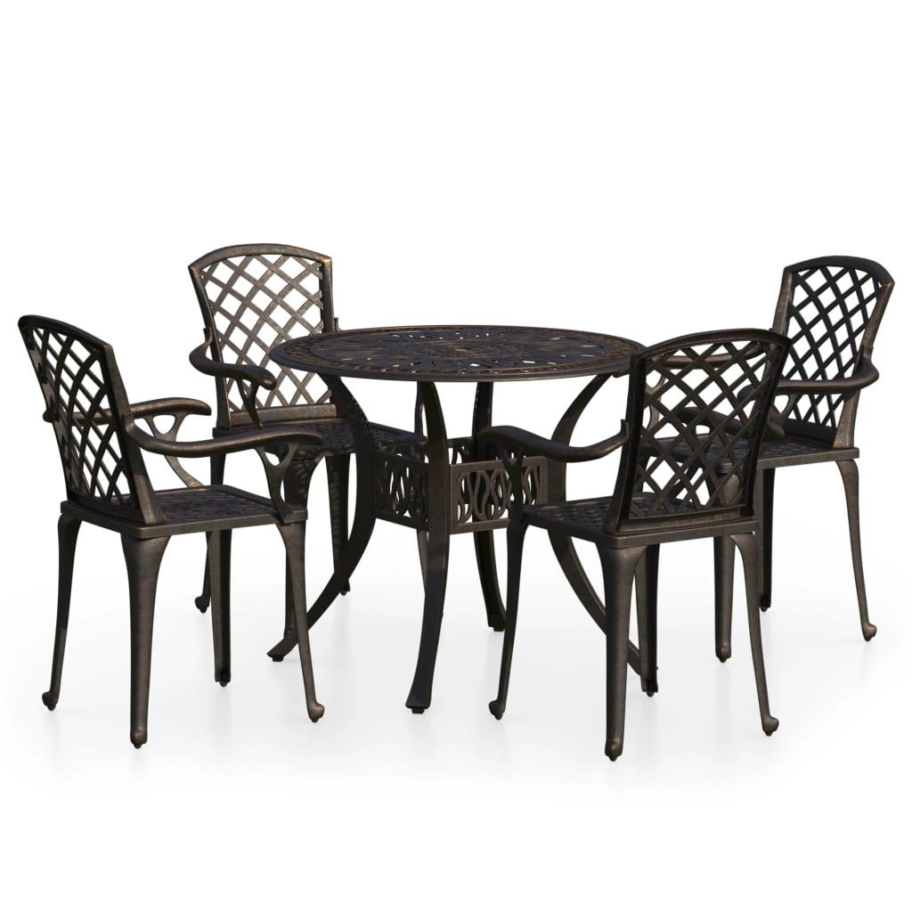 5 Piece Bistro Set Cast Aluminum Bronze at Set Shop and Smile