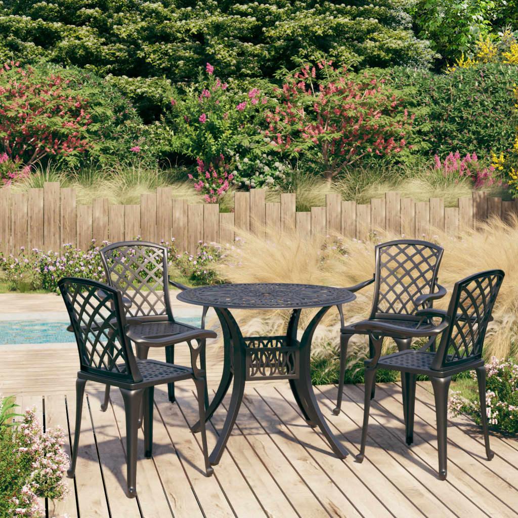 5 Piece Bistro Set Cast Aluminum Black at Set Shop and Smile