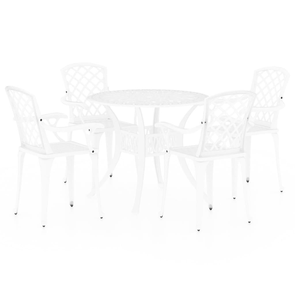 5 Piece Bistro Set Cast Aluminum White at Set Shop and Smile
