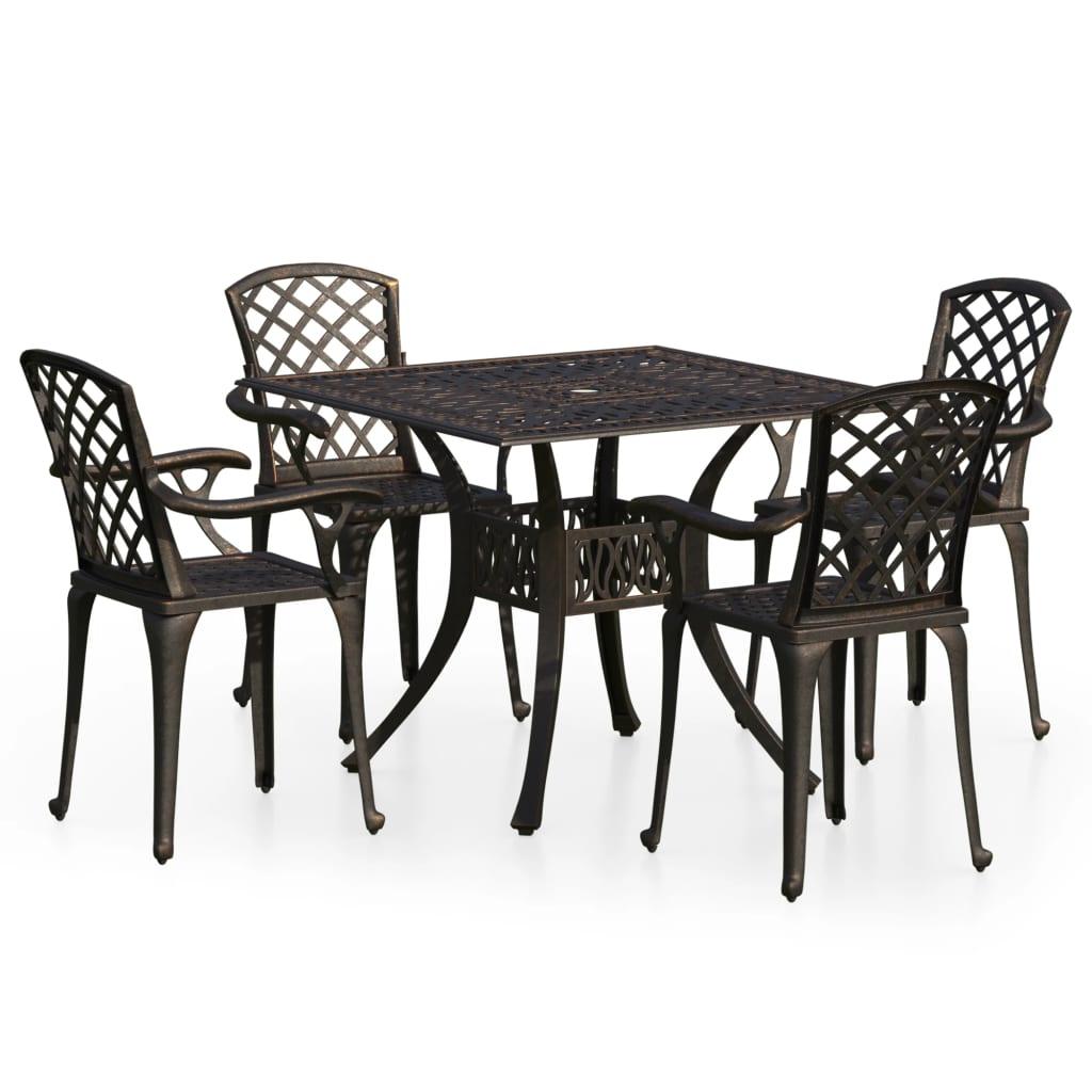 5 Piece Bistro Set Cast Aluminum Bronze at Set Shop and Smile