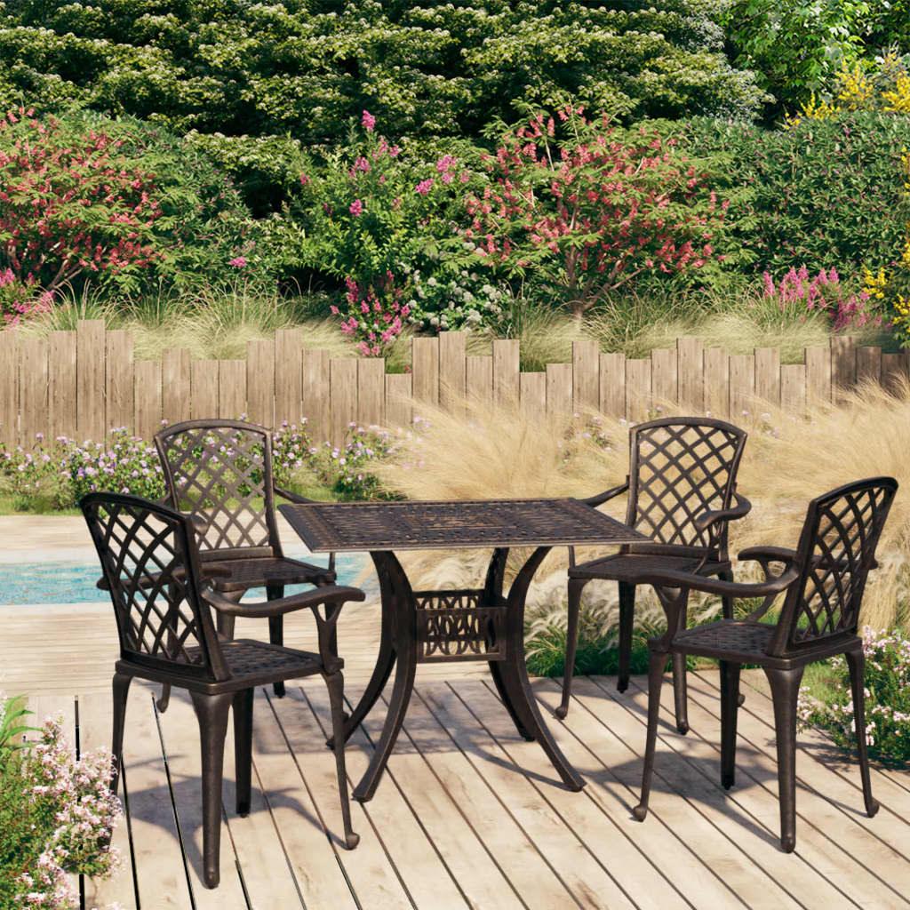 5 Piece Bistro Set Cast Aluminum Bronze at Set Shop and Smile