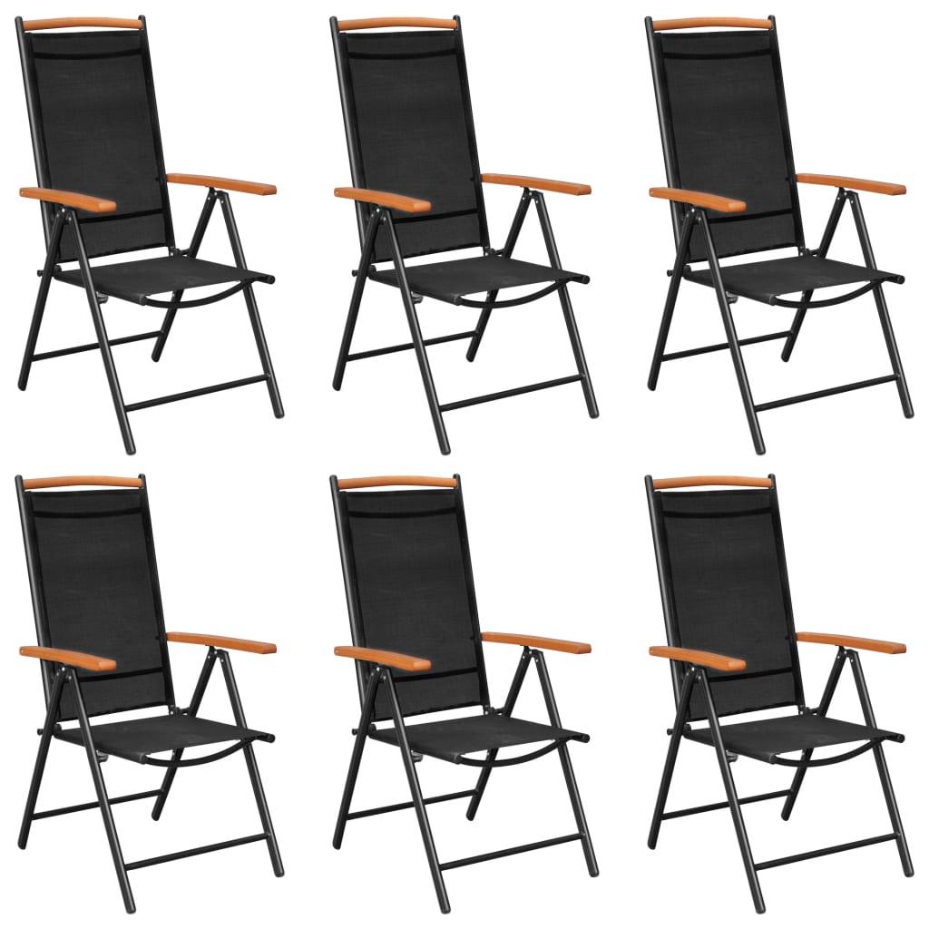 7 Piece Patio Dining Set Aluminum Black at Set Shop and Smile