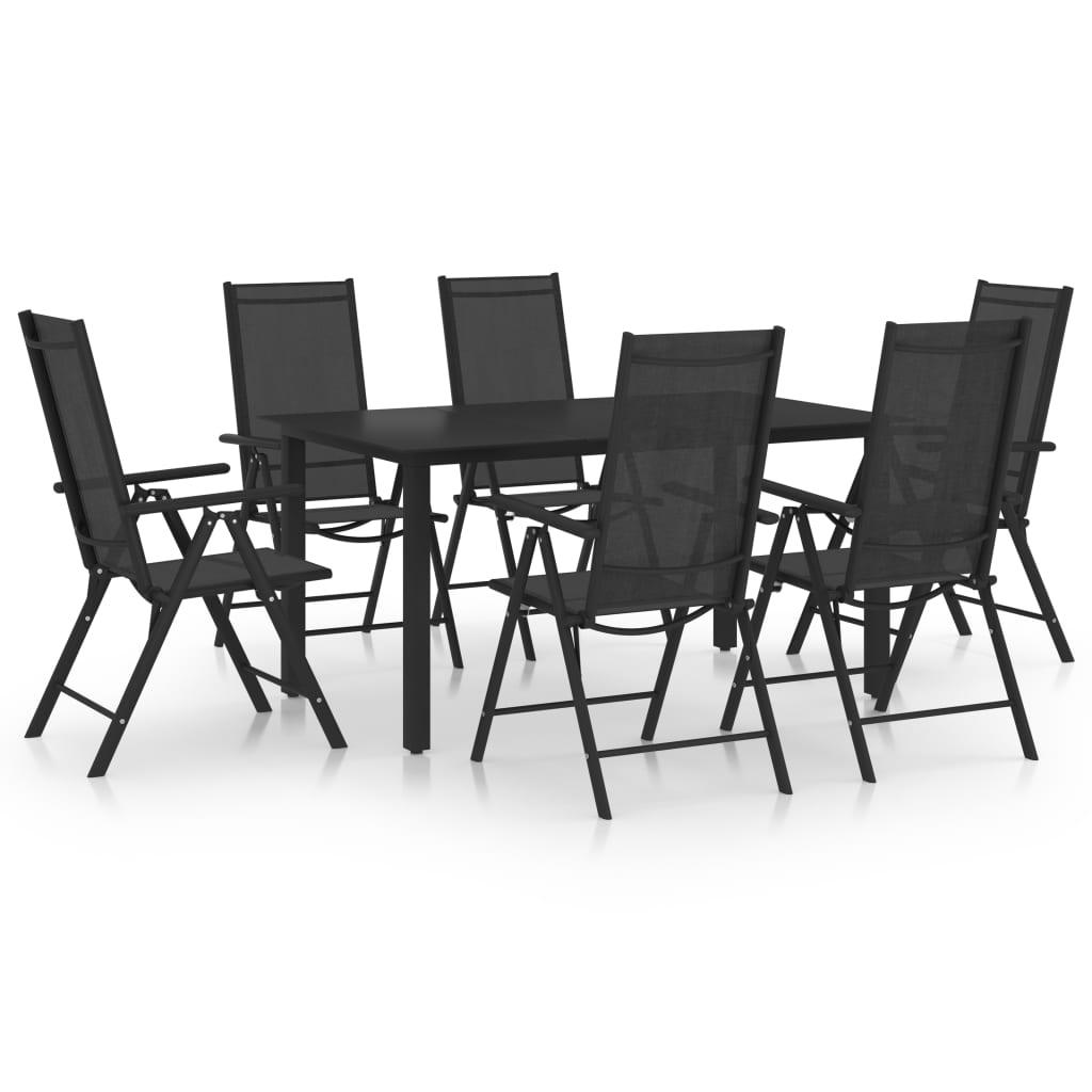 7 Piece Patio Dining Set Aluminum Black at Set Shop and Smile