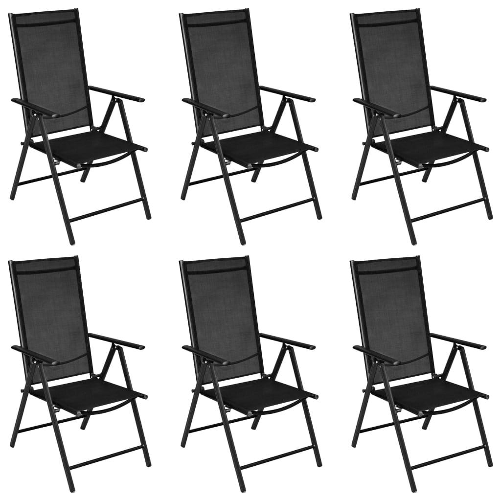 7 Piece Patio Dining Set Aluminum Black at Set Shop and Smile