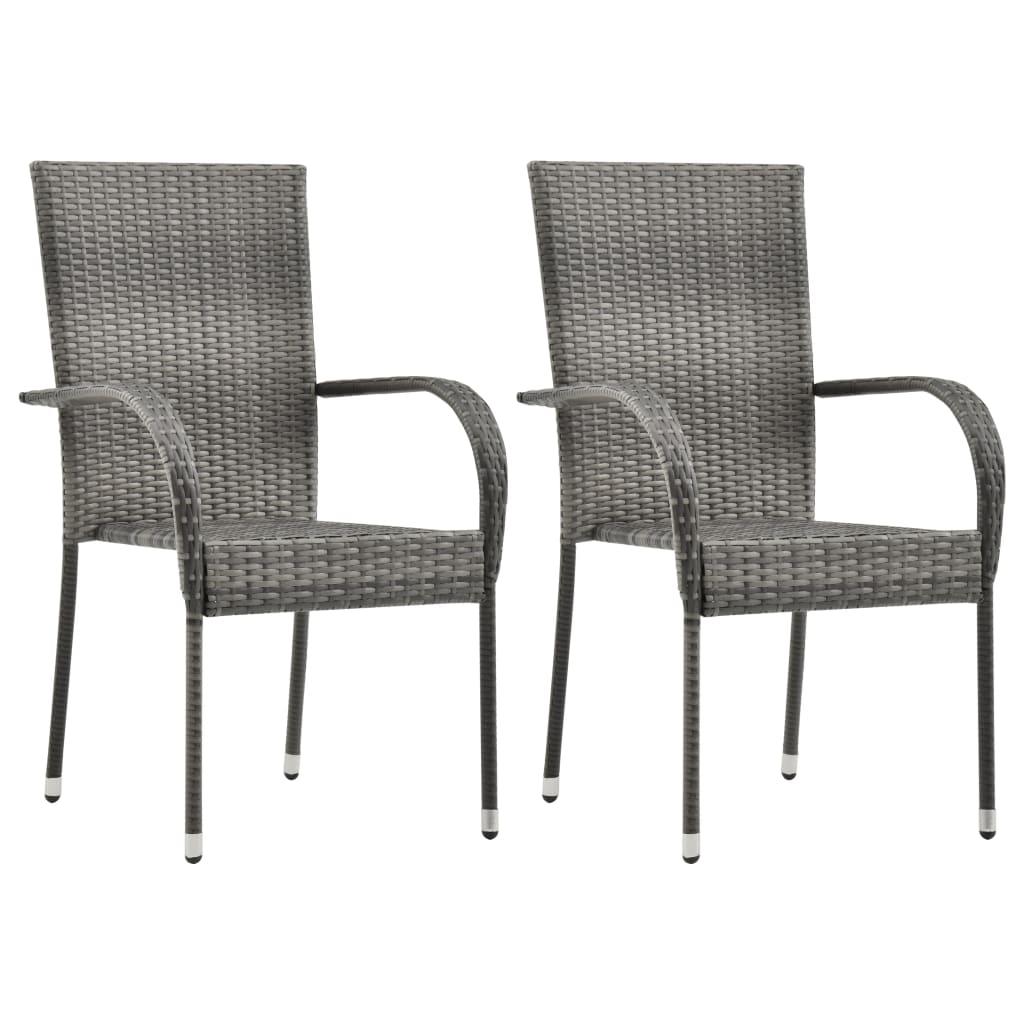 3 Piece Patio Dining Set Poly Rattan Gray at Set Shop and Smile