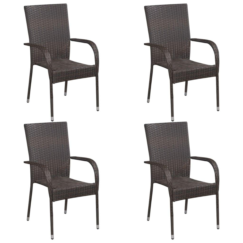 5 Piece Patio Dining Set Poly Rattan Brown at Set Shop and Smile