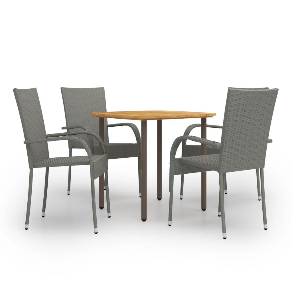 5 Piece Patio Dining Set Poly Rattan Gray at Set Shop and Smile