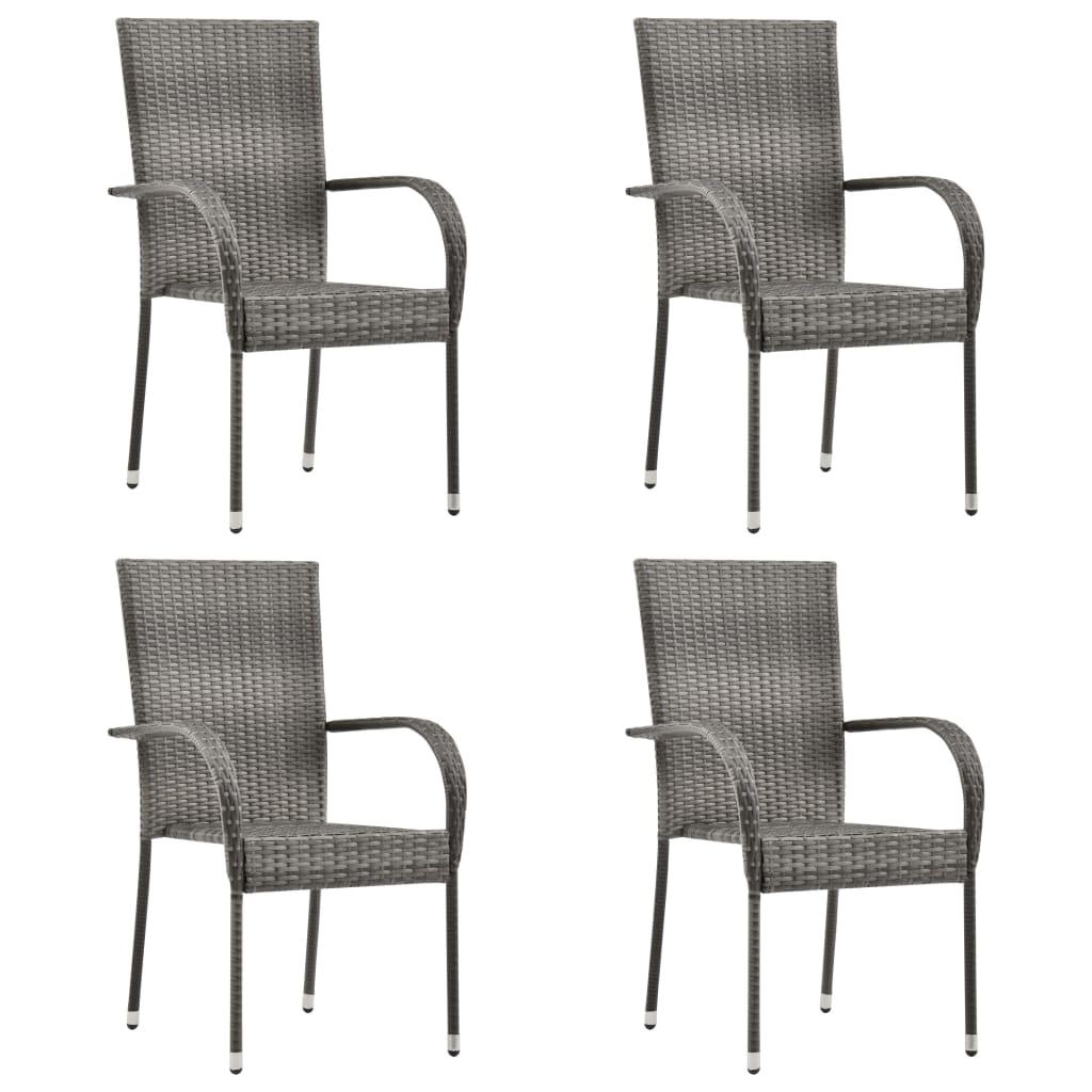 5 Piece Patio Dining Set Poly Rattan Gray at Set Shop and Smile