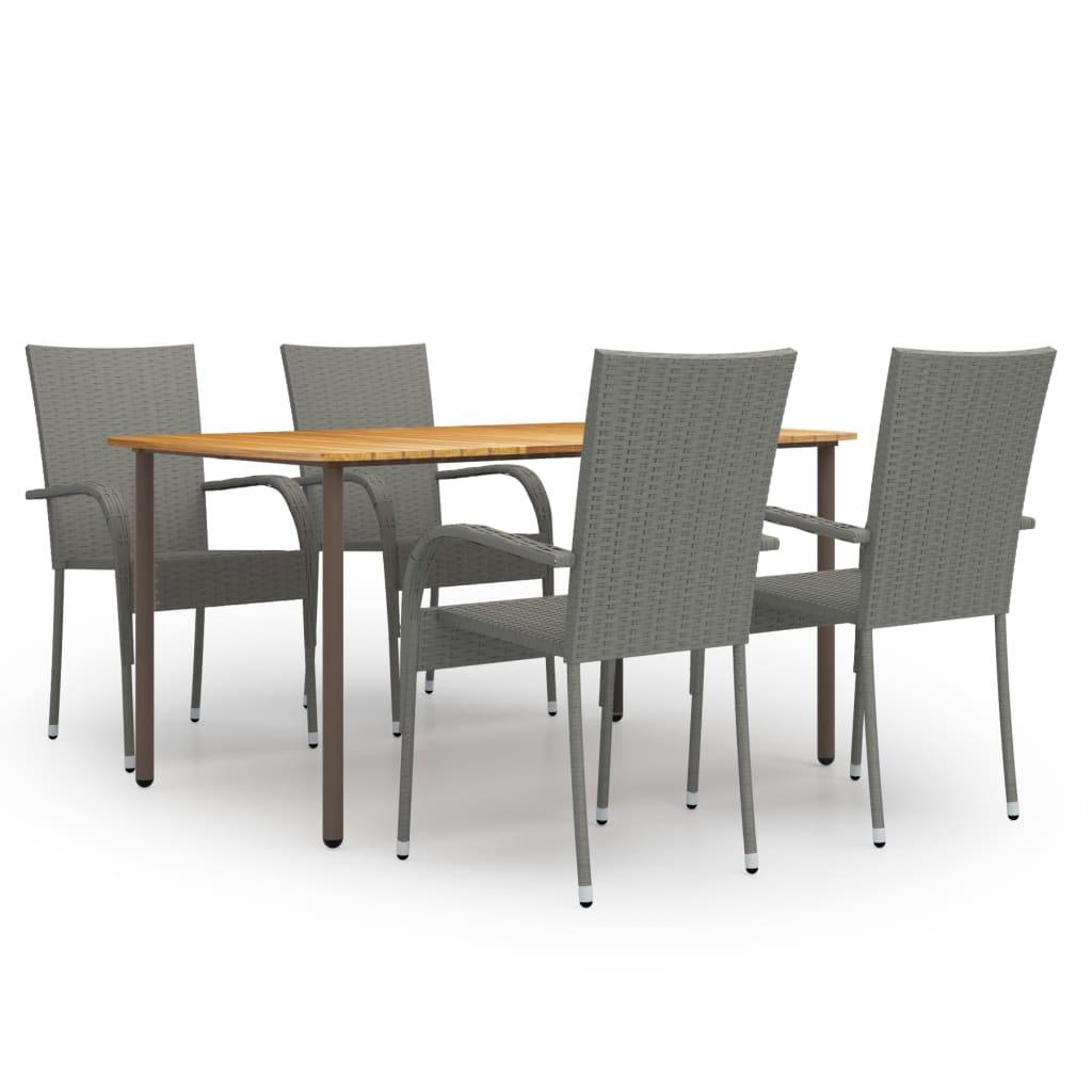 5 Piece Patio Dining Set Poly Rattan Gray at Set Shop and Smile