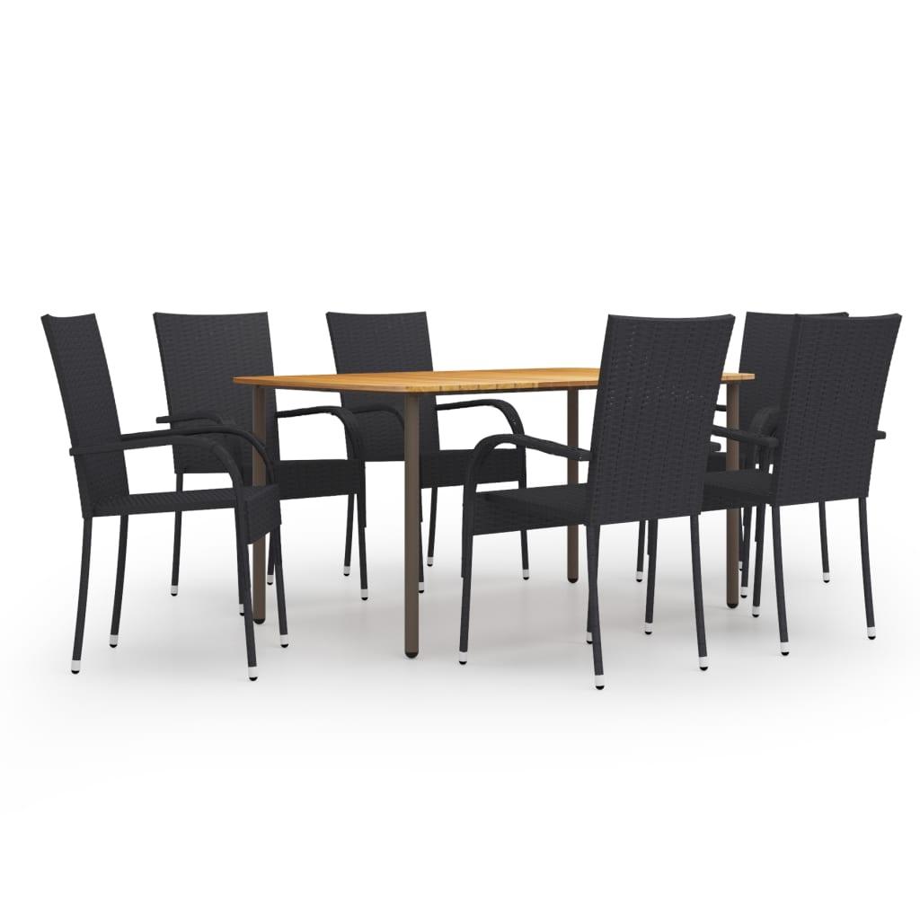 7 Piece Patio Dining Set Poly Rattan Black at Set Shop and Smile