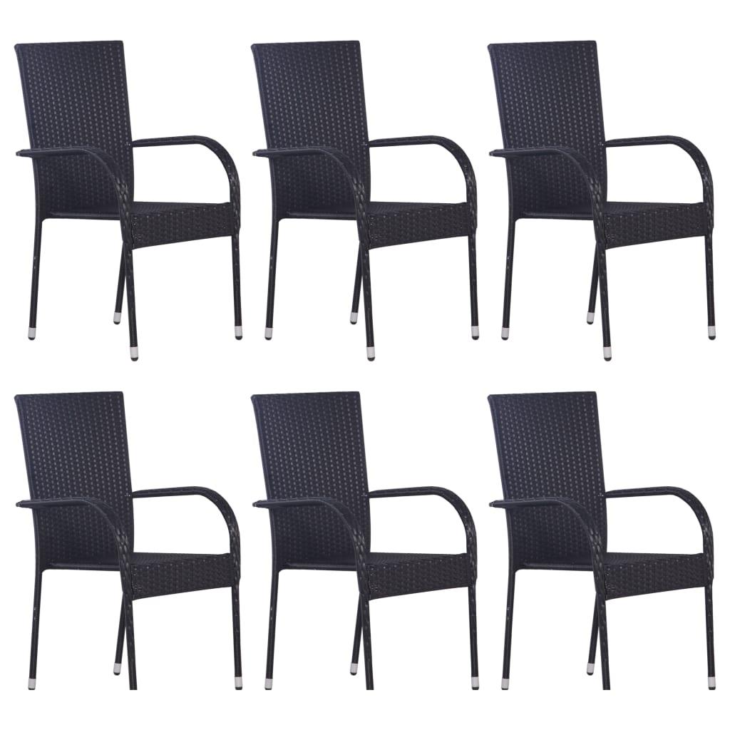 7 Piece Patio Dining Set Poly Rattan Black at Set Shop and Smile